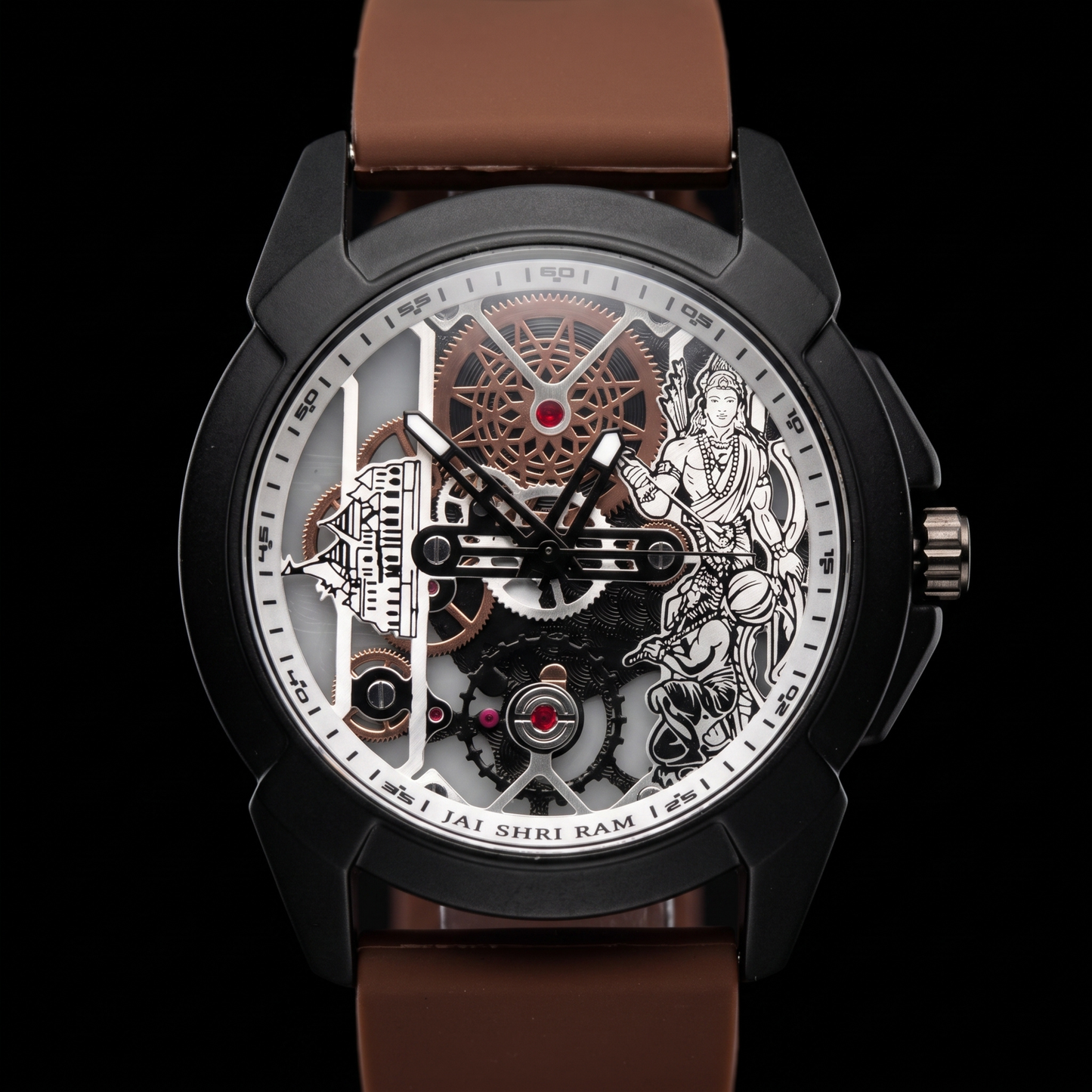 Raghunandan Matte Black With Silicone Brown S