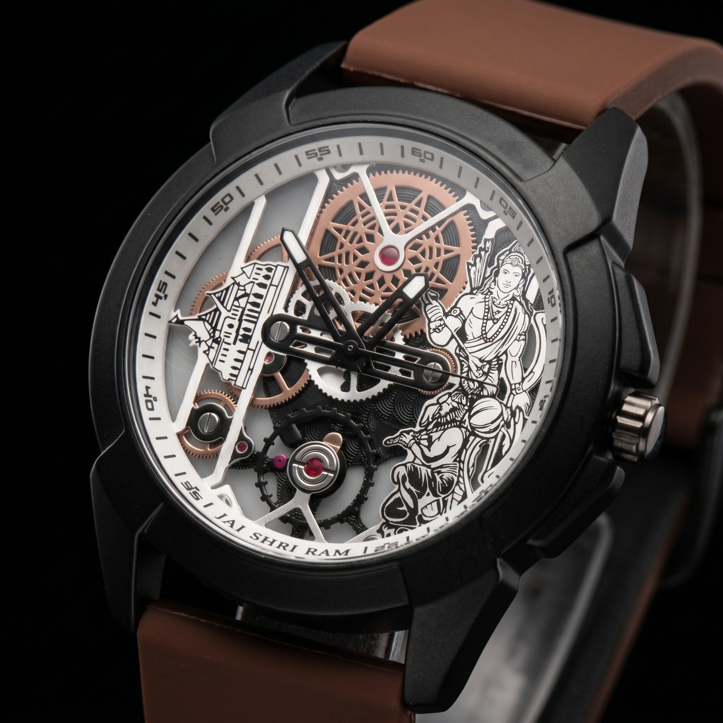 Raghunandan Matte Black With Silicone Brown S