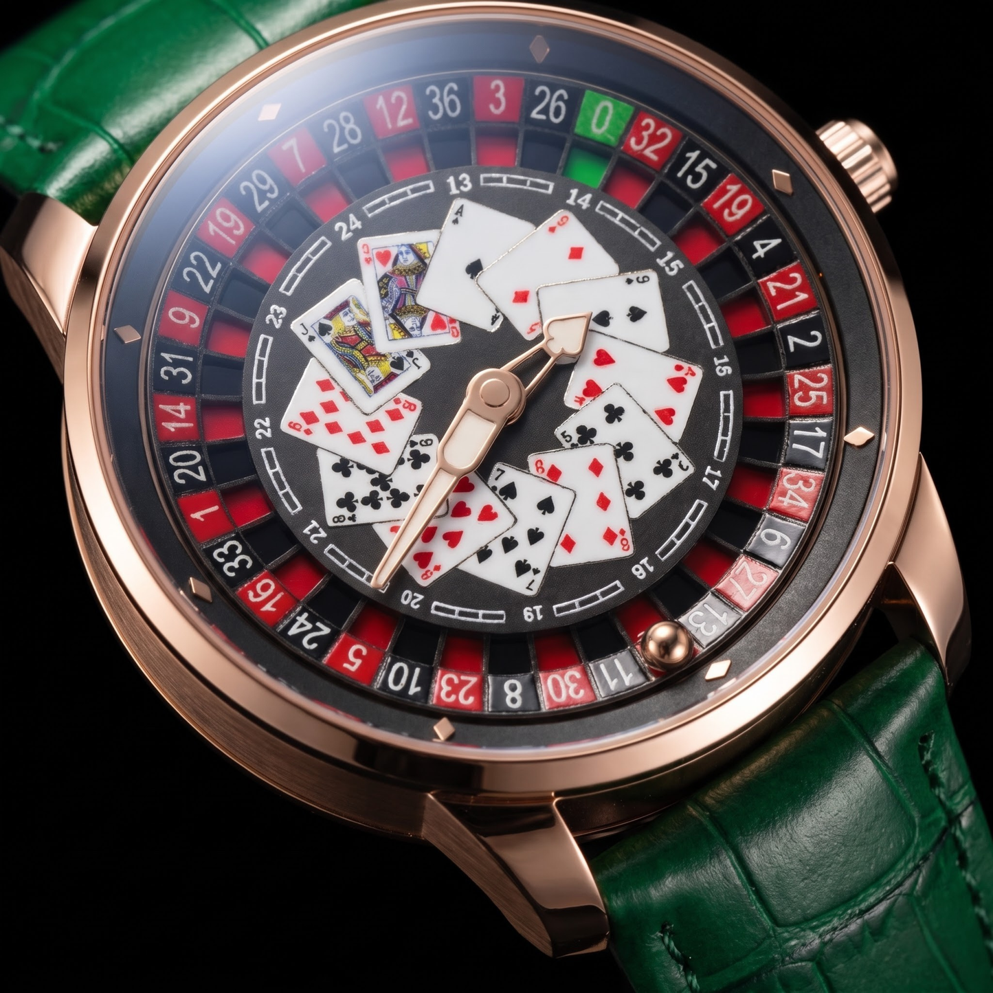 Casino Poker Rose Gold With Green S