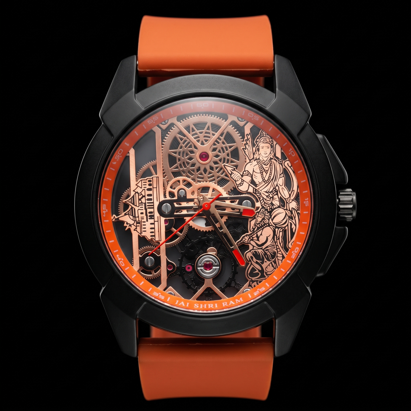 Raghunandan Matte Black With Silicone Orange S