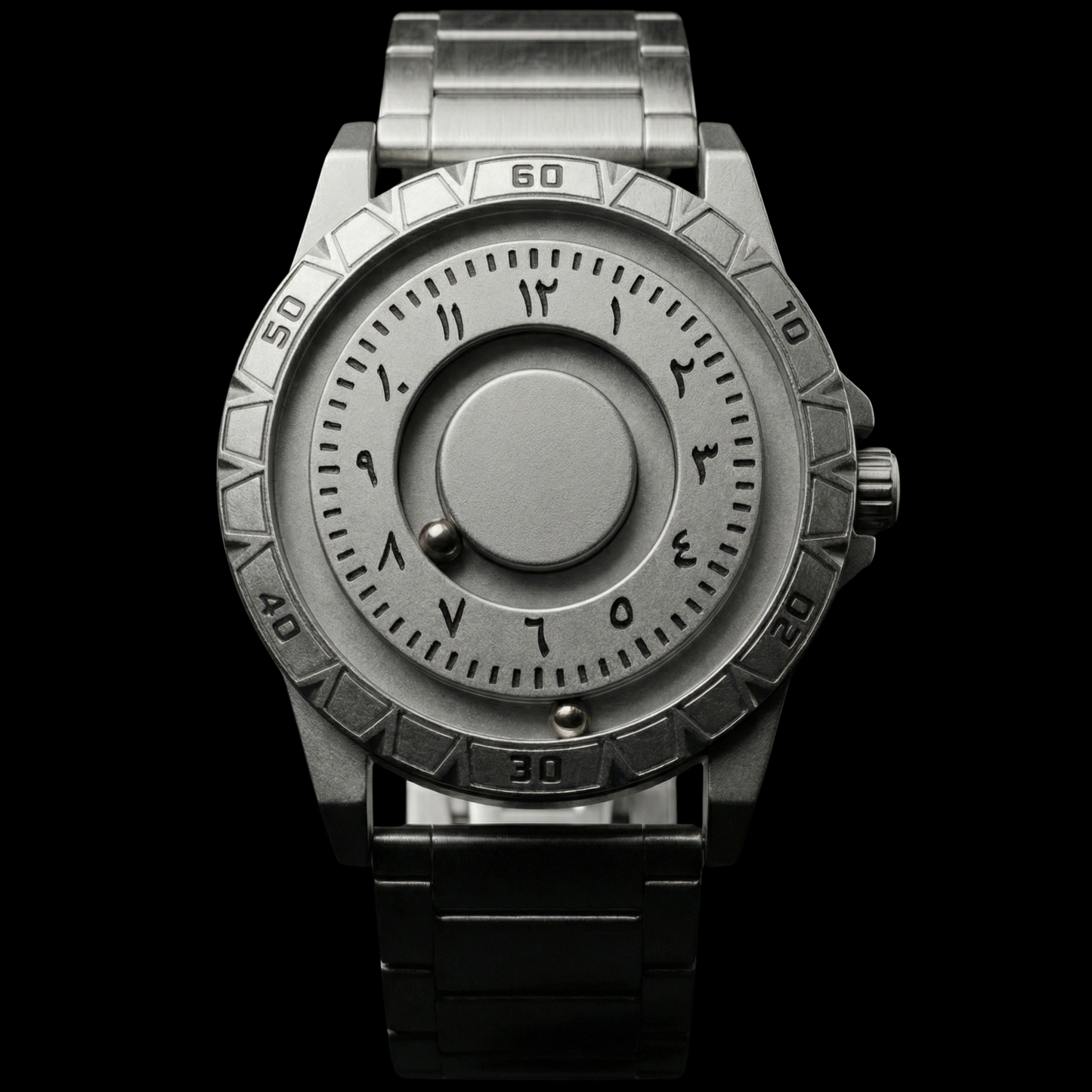 Magneto Metal Arabic Silver Watch classic