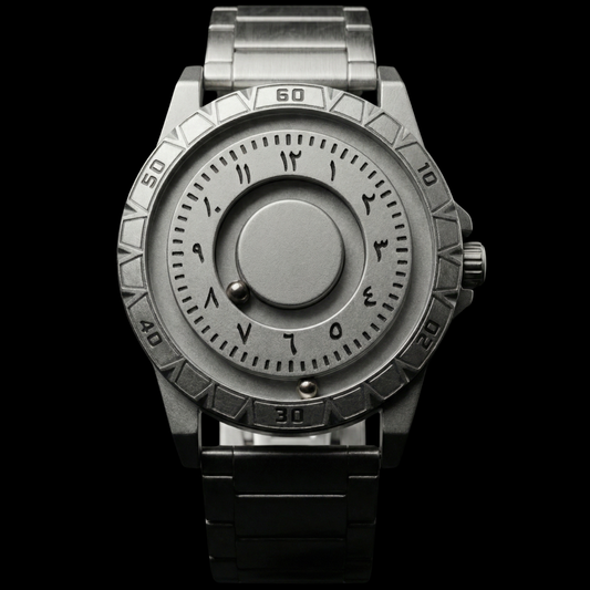 Magneto Metal Arabic Silver Watch classic