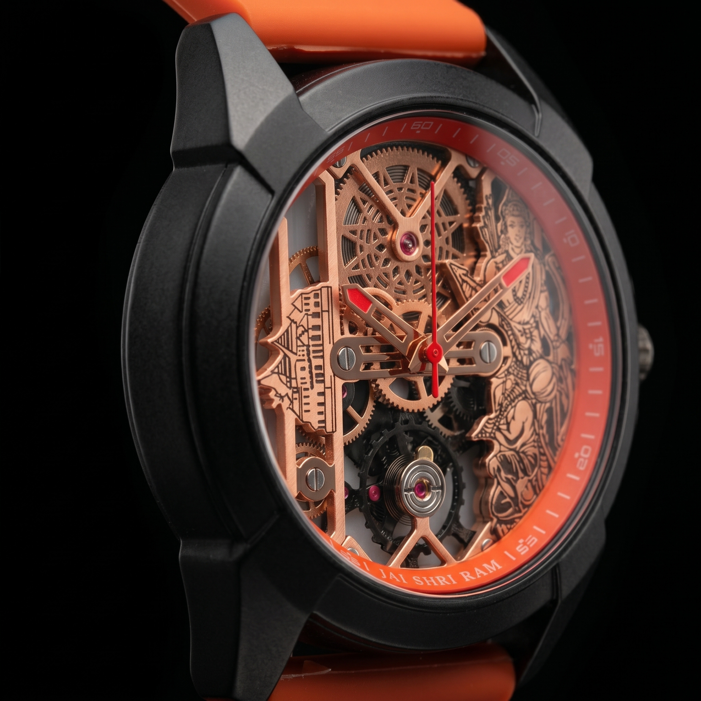 Raghunandan Matte Black With Silicone Orange S