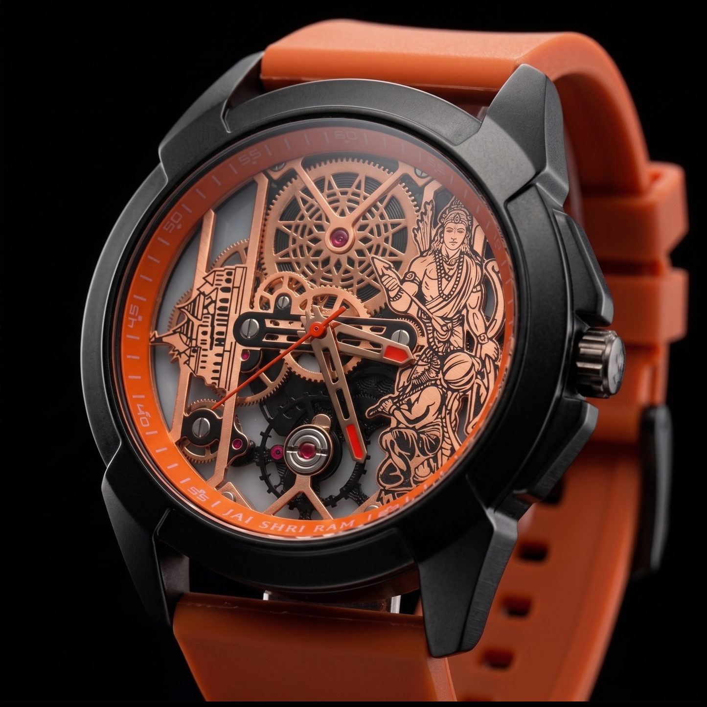 Raghunandan Matte Black With Silicone Orange S