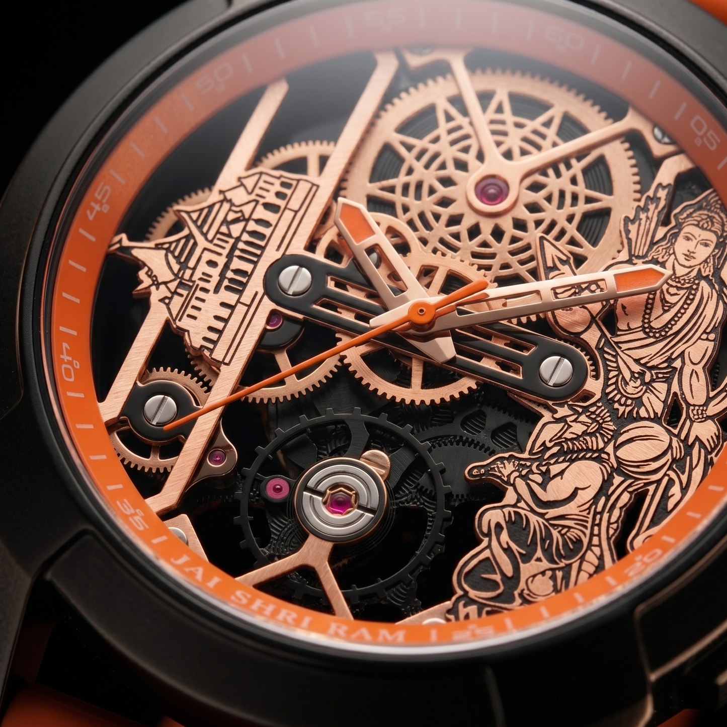 Raghunandan Matte Black With Silicone Orange S